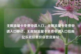无限流量卡免费申请入口，无限流量卡免费申请入口移动，无限制流量卡免费申请入口指南亿乐社区低价自营货源站