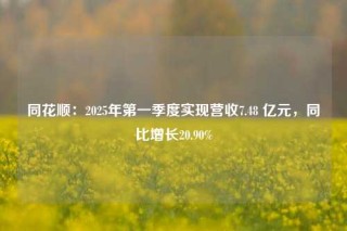同花顺：2025年第一季度实现营收7.48 亿元，同比增长20.90%