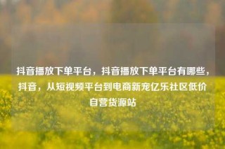 抖音播放下单平台，抖音播放下单平台有哪些，抖音，从短视频平台到电商新宠亿乐社区低价自营货源站
