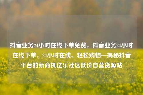 抖音业务24小时在线下单免费，抖音业务24小时在线下单，24小时在线、轻松购物—揭秘抖音平台的新商机亿乐社区低价自营货源站  第1张