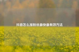 抖音怎么涨粉丝最快最有效方法