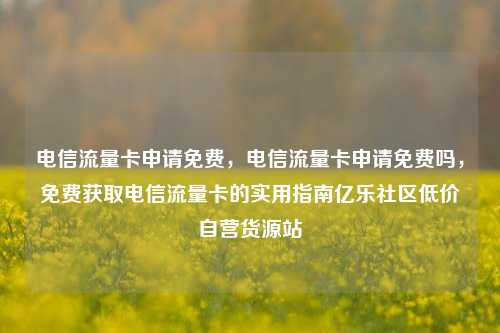 电信流量卡申请免费，电信流量卡申请免费吗，免费获取电信流量卡的实用指南亿乐社区低价自营货源站  第1张