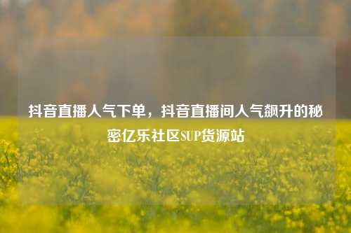 抖音直播人气下单，抖音直播间人气飙升的秘密亿乐社区SUP货源站  第1张