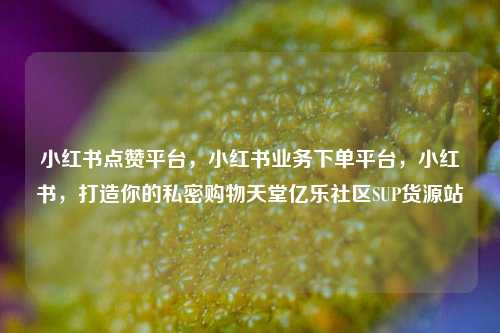 小红书点赞平台，小红书业务下单平台	，小红书，打造你的私密购物天堂亿乐社区SUP货源站  第1张