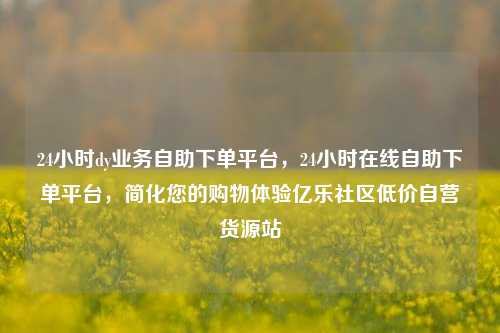 24小时dy业务自助下单平台	，24小时在线自助下单平台，简化您的购物体验亿乐社区低价自营货源站  第1张