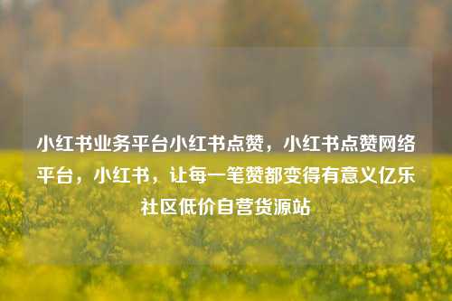小红书业务平台小红书点赞	，小红书点赞网络平台，小红书，让每一笔赞都变得有意义亿乐社区低价自营货源站  第1张