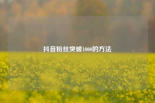 抖音粉丝突破1000的方法  第1张